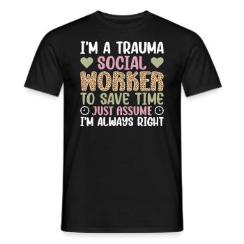 Trauma Travailleur social Profession Emploi Santé mentale - T-shirt homme - noir - Devant - AI Model Male 178 light (178cm)