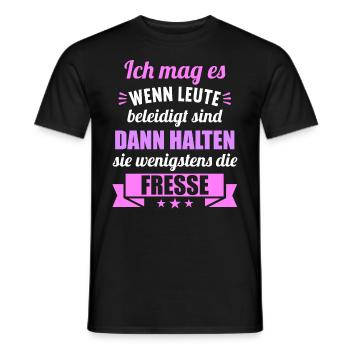 Ich mag es wenn Leute beleidigt sind halten Fresse - Männer T-Shirt - Schwarz - Vorne - AI Model Male 178 light (178cm)