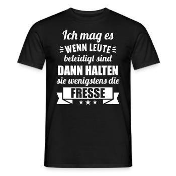 Ich mag es wenn Leute beleidigt sind halten Fresse - Männer T-Shirt - Schwarz - Vorne - AI Model Male 178 light (178cm)