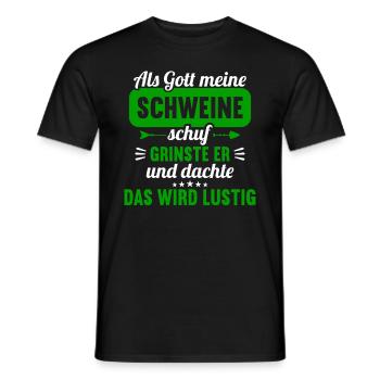 Als Gott meine Schweine schuf das wird lustig - Männer T-Shirt - Schwarz - Vorne - AI Model Male 178 light (178cm)