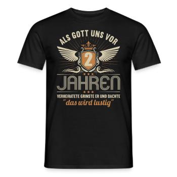 2 Jahre verheiratet wird lustig 2.Hochzeitstag - Männer T-Shirt - Schwarz - Vorne - AI Model Male 178 light (178cm)