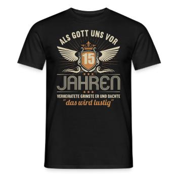 15 Jahre verheiratet wird lustig 15.Hochzeitstag - Männer T-Shirt - Schwarz - Vorne - AI Model Male 178 light (178cm)