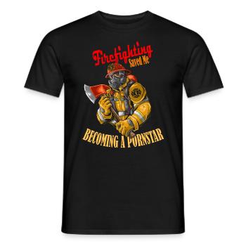 Firefighting saved me - Men's T-Shirt - black - Front - AI Model Male 178 light (178cm)