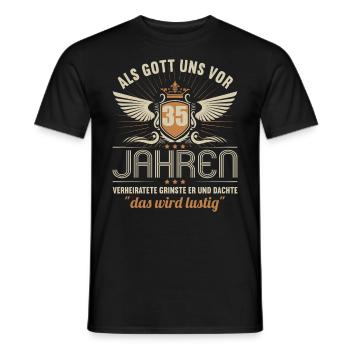 35 Jahre verheiratet wird lustig 35.Hochzeitstag - Männer T-Shirt - Schwarz - Vorne - AI Model Male 178 light (178cm)