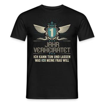 1 Jahr verheiratet kann tun 1.Hochzeitstag - Männer T-Shirt - Schwarz - Vorne - AI Model Male 178 light (178cm)
