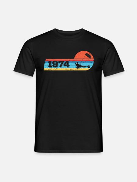 Kite-Strand-Segler Jahrgang 1974 Geburtstag - Männer T-Shirt - Schwarz