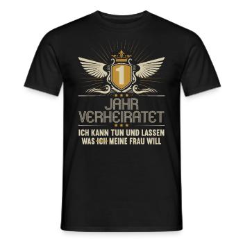 1 Jahr verheiratet kann tun 1.Hochzeitstag - Männer T-Shirt - Schwarz - Vorne - AI Model Male 178 light (178cm)