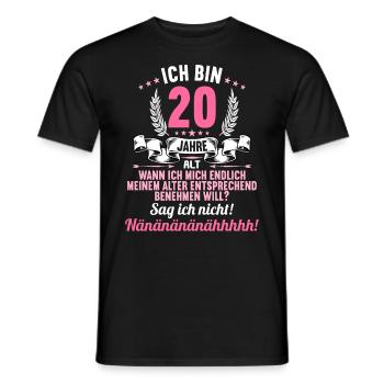 Ich bin 20 Jahre alt 20 Geburtstag - Männer T-Shirt - Schwarz - Vorne - AI Model Male 178 light (178cm)
