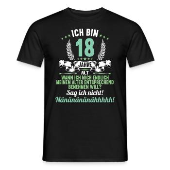 Ich bin 18 Jahre alt 18 Geburtstag - Männer T-Shirt - Schwarz - Vorne - AI Model Male 178 light (178cm)
