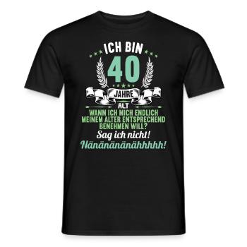 Ich bin 40 Jahre alt 40 Geburtstag - Männer T-Shirt - Schwarz - Vorne - AI Model Male 178 light (178cm)