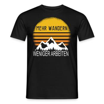 Mehr Wandern Weniger Arbeiten! - Berge Bergsteigen - Männer T-Shirt - Schwarz - Vorne - AI Model Male 178 light (178cm)