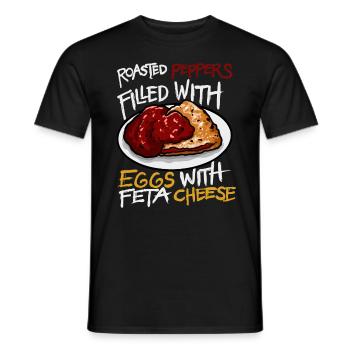Roasted Peppers Filled Eggs Feta Cheese - Men's T-Shirt - black - Front - AI Model Male 178 light (178cm)