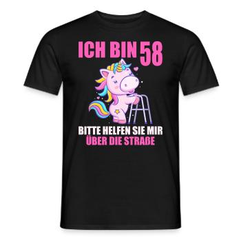 Ich bin 58 Bitte helfen Sie mir über Straße - Männer T-Shirt - Schwarz - Vorne - AI Model Male 178 light (178cm)