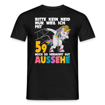 Bitte kein Neid weil mit 59 Jahren gut aussehe - Männer T-Shirt - Schwarz - Vorne - AI Model Male 178 light (178cm)