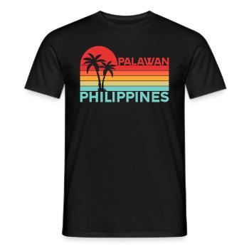 Vintage Holiday Trip Palawan Philippines Asia - Men's T-Shirt - black - Front - AI Model Male 178 light (178cm)
