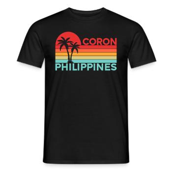 Vintage Holiday Trip Coron Philippines Asia - Men's T-Shirt - black - Front - AI Model Male 178 light (178cm)