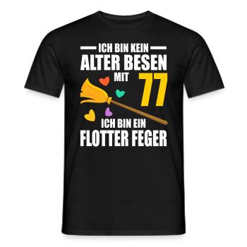 Alter Besen Junger Feger 77 Jahre 77. Geburtstag - Männer T-Shirt - Schwarz - Vorne - AI Model Male 178 light (178cm)