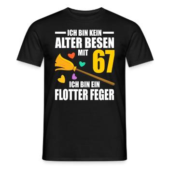 Alter Besen Junger Feger 67 Jahre 67. Geburtstag - Männer T-Shirt - Schwarz - Vorne - AI Model Male 178 light (178cm)