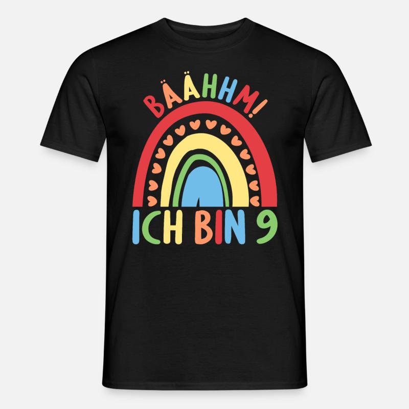 9 Jahre alt Rainbow Regenbogen 9. Geburtstag - Männer T-Shirt - Schwarz