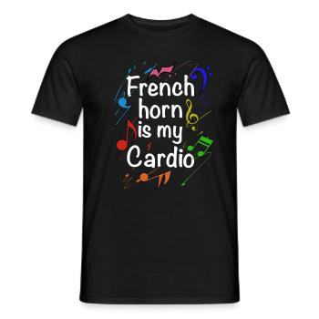 Funny French Horn Musical Instrument - Men's T-Shirt - black - Front - AI Model Male 178 light (178cm)