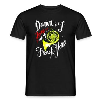 Funny French Horn Musical Instrument - Men's T-Shirt - black - Front - AI Model Male 178 light (178cm)