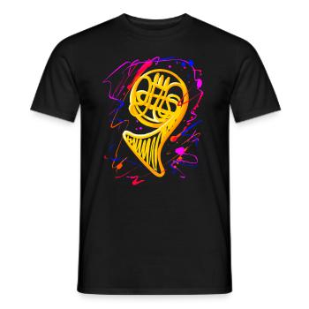 Funny French Horn Musical Instrument - Men's T-Shirt - black - Front - AI Model Male 178 light (178cm)