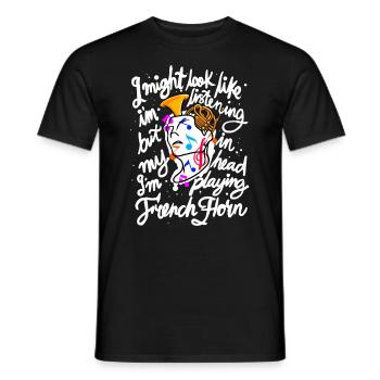 Français d’instruments de musique de cor - T-shirt homme - noir - Devant - AI Model Male 178 light (178cm)