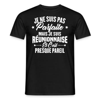 Je ne suis pas parfaite mais je suis Réunionnaise - T-shirt homme - noir - Devant - AI Model Male 178 light (178cm)