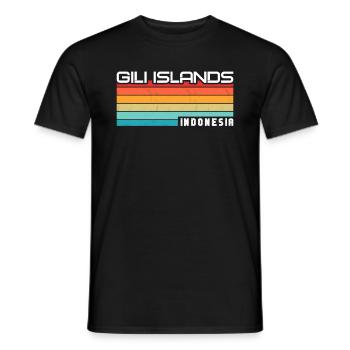 Vintage Holiday Trip Gili Islands Indonesia Asia - Men's T-Shirt - black - Front - AI Model Male 178 light (178cm)