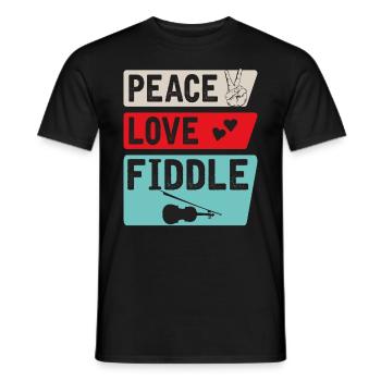 Peace Love Fiddle Musical Instrument - Männer T-Shirt - Schwarz - Vorne - AI Model Male 178 light (178cm)