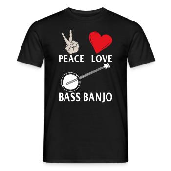 Peace Love Bass Banjo Instruments Banjo - Men's T-Shirt - black - Front - AI Model Male 178 light (178cm)