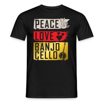 Peace Love Banjo Violoncelle Instrument de musique - T-shirt homme - noir - Devant - AI Model Male 178 light (178cm)