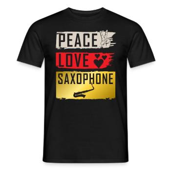 Peace Love Saxophone Instrument Musique - T-shirt homme - noir - Devant - AI Model Male 178 light (178cm)