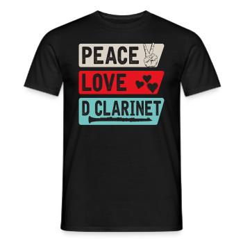 Peace Love D Clarinet Musical Instrument - Men's T-Shirt - black - Front - AI Model Male 178 light (178cm)