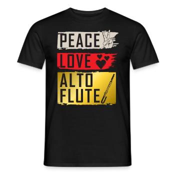 Peace Love Alto Flute Musical Instrument - Männer T-Shirt - Schwarz - Vorne - AI Model Male 178 light (178cm)