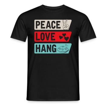 Peace Love Hang Instrument de musique - T-shirt homme - noir - Devant - AI Model Male 178 light (178cm)