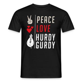 Peace Love Hurdy Gurdy Music Instrument - Men's T-Shirt - black - Front - AI Model Male 178 light (178cm)
