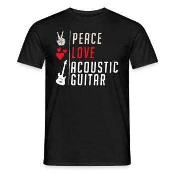 Peace Love Acoustic Guitar Instrument - Männer T-Shirt - Schwarz - Vorne - AI Model Male 178 light (178cm)