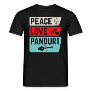 Peace Love Panduri Musical Instrument - Männer T-Shirt - Schwarz - Vorne - AI Model Male 178 light (178cm)
