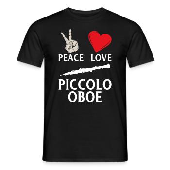 Peace Love Piccolo Oboe Music Instrument - Men's T-Shirt - black - Front - AI Model Male 178 light (178cm)