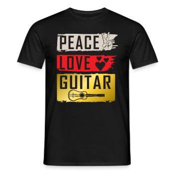 Peace Love Guitar Musical Instrument - Männer T-Shirt - Schwarz - Vorne - AI Model Male 178 light (178cm)