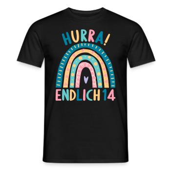 14 Jahre alt Rainbow Regenbogen 14. Geburtstag - Männer T-Shirt - Schwarz - Vorne - AI Model Male 178 light (178cm)