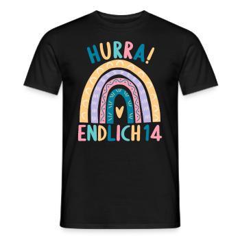 14 Jahre alt Rainbow Regenbogen 14. Geburtstag - Männer T-Shirt - Schwarz - Vorne - AI Model Male 178 light (178cm)
