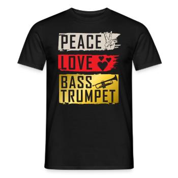 Peace Love Bass Trumpet Instrument - Men's T-Shirt - black - Front - AI Model Male 178 light (178cm)