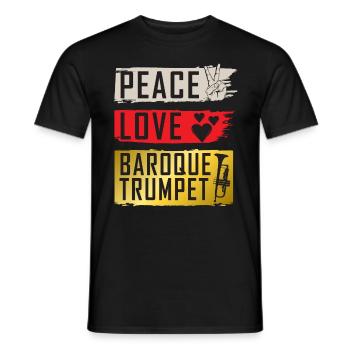Peace Love Barque Trumpet Instrument - Men's T-Shirt - black - Front - AI Model Male 178 light (178cm)