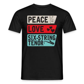 Peace Love Six-String Tenor Instrument - Men's T-Shirt - black - Front - AI Model Male 178 light (178cm)