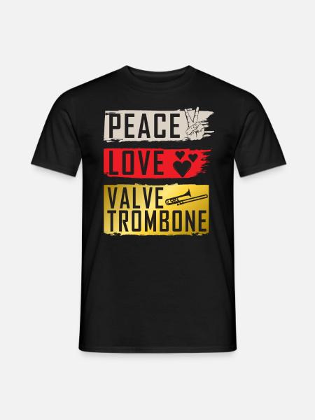 Peace Love Valve Trombone Instrument - Männer T-Shirt - Schwarz