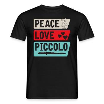 Peace Love Piccolo Musical Instrument - Men's T-Shirt - black - Front - AI Model Male 178 light (178cm)