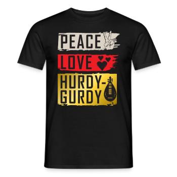 Peace Love Hurdy-Gurdy Instrument de musique - T-shirt homme - noir - Devant - AI Model Male 178 light (178cm)