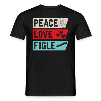 Peace Love Figle Musical Instrument - Männer T-Shirt - Schwarz - Vorne - AI Model Male 178 light (178cm)